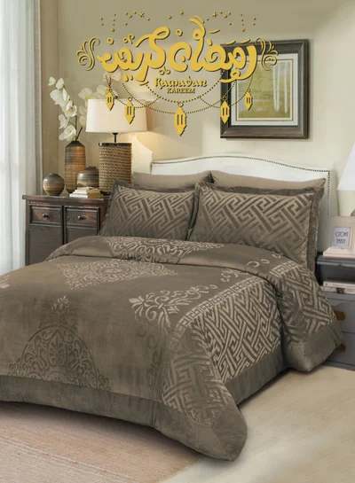 Master Home Textile Velvet Comforter Sets, 5 Pcs Queen Size, Fits 160 x 200 cm Queen Size Bed, With Removable Filling, Soft, Warm